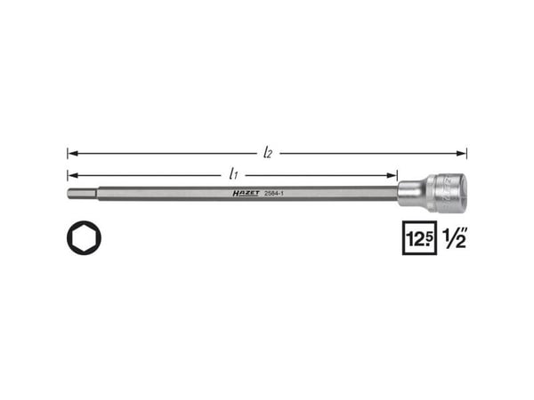 Hazet 2584-1 Unbrako topnøkkelinnsats 6 mm 1/2 (12,5 mm)