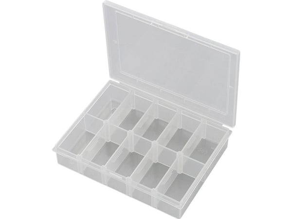 TRU COMPONENTS EKB-203 Sortimentsboks (L x B x H) 139 x 95 x 25 mm Antall rom: 10 Variabel underinndeling Innhold 1 stk