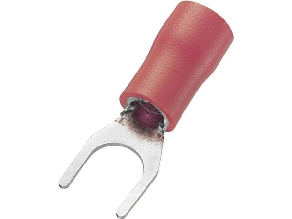 TRU COMPONENTS 745254 Gaffelkabelsko 0,50 mm² 1,50 mm² Hul-dia.=4,3 mm Delvist isoleret Rød 100 stk