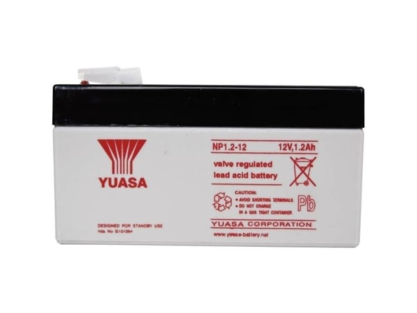 Yuasa NP1.2-12, Forseglet blysyre (VRLA), 12 V, 1 stykker, Sort, Hvit, 1,2 Ah, 580 g