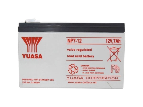 Yuasa NP7-12, Forseglet blysyre (VRLA), 12 V, Hvit, 7000 mAh, 2,65 kg