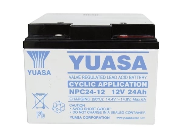 Yuasa NPC24-12, Forseglet blysyre (VRLA), 12 V, 1 stykker, Sort, Hvit, 24 Ah, 9 kg
