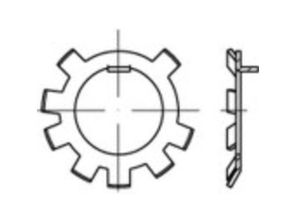 TOOLCRAFT sikringsplate innvendig diameter 24,9 mm DIN 70952 stål 50 stk