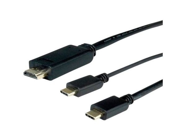 ROLINE 11.04.5953, 2 m, USB Type-C, HDMI + USB, Hankjønn, Hankjønn, Rett