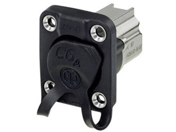 Neutrik NE8FDX-P6-W, RJ45 female, Sort, Hvit, Gummi, Zink, Cat6a, Gull, TIA/EIA IEC/ISO/EN