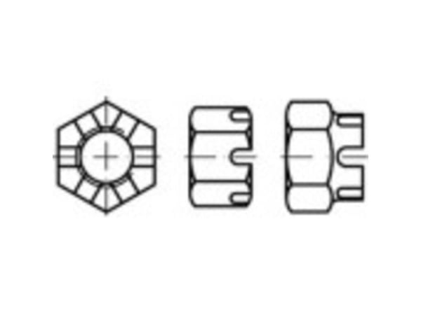 TOOLCRAFT 132151 kronemuttere M30 DIN 935 stål 1 stk