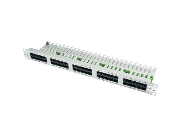 Telegärtner ISDN/Telephone Patch Panel MPPI50-H - Koblingspanel - UTP - RJ-45 X 50 - lysegrå, RAL 7035 - 1U - 19"