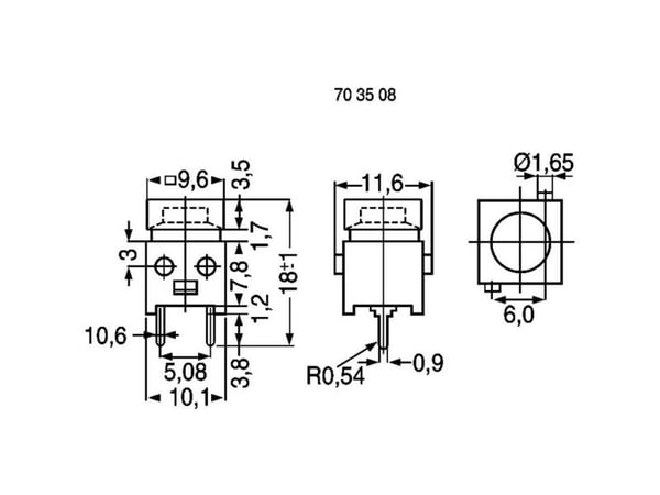 TRU COMPONENTS DS660S-S BK Trykknap 100 V 1 A 1 x Off/(On) Tastende (L x B) 10 mm x 10 mm 1 stk 1 stk