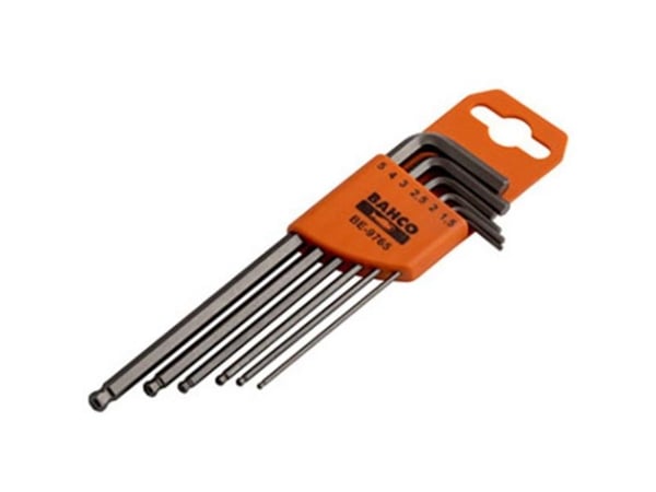 Bahco Sekskantnøkkelsett m. kule, metrisk. 6 stk, L-formet hex-nøkkelsett, Metrisk, 6 stykker, 1.5,2,2.5,3,4,5 mm, 60 g