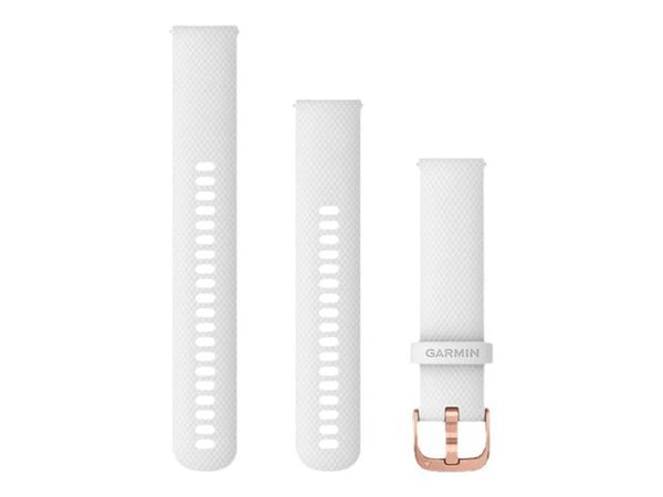 Garmin Quick Release Band - KlocKräm för smart klocka - 125 - 218 mm - vit, järnvaror i roséguld - för Approach S40; Forerunner 245, 55, 645; Venu;...
