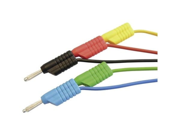 VOLTCRAFT MS 4250S Testijohtosarja [Lamellipistoke 4 mm - Lamellipistoke 4 mm] 1,00 m Punainen, Musta, Sininen, Vihreä, Keltainen 1 kpl 1 kpl