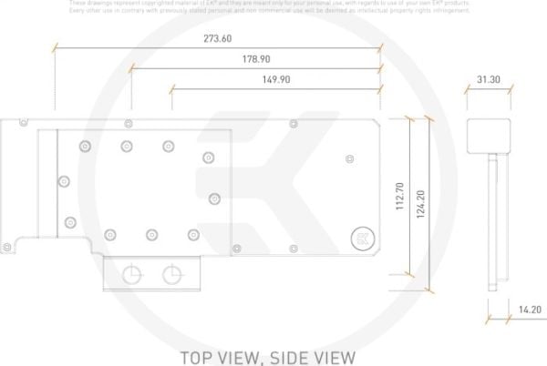 EK Water Blocks 3831109843567, Bakplate, Acetal, Kopper, Polyoksymetylen (POM), Sort, Grå, 1/4", Grafikkort, EVGA GeForce RTX 3080, 3090 XC3
