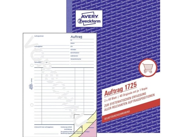 Avery Zweckform - Bestillingsskjema - 40 ark - A5 (148 x 210 mm) - dublett - karbonfri