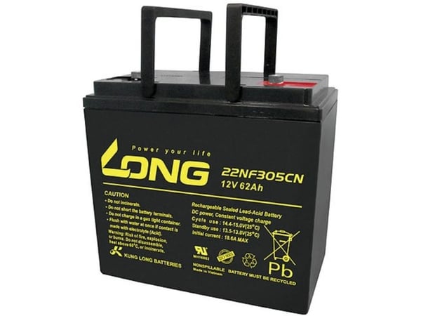 Long 22NF305CNE blybatteri 12 V 62 Ah blyfleece 226 x 214 x 135 mm M6 skrue tilkobling syklusstabilt, lav selvutlading