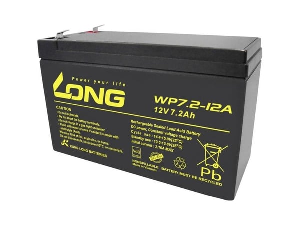 Long WP7.2-12A/F1 blybatteri 12 V 7,2 Ah