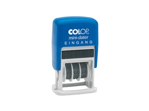 Colop Datumstempel mit Text Mini-Dater, Tradisjonell, Datostempel, Plast, 12 x 25 mm, Blå, Plast