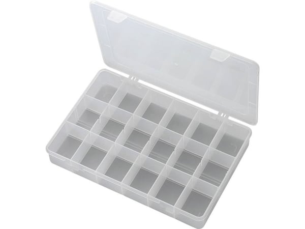 TRU COMPONENTS PP18-01 sortimentskasse (L x B x H) 278 x 192 x 43 mm, antall rom: 18, hurtig underinndeling