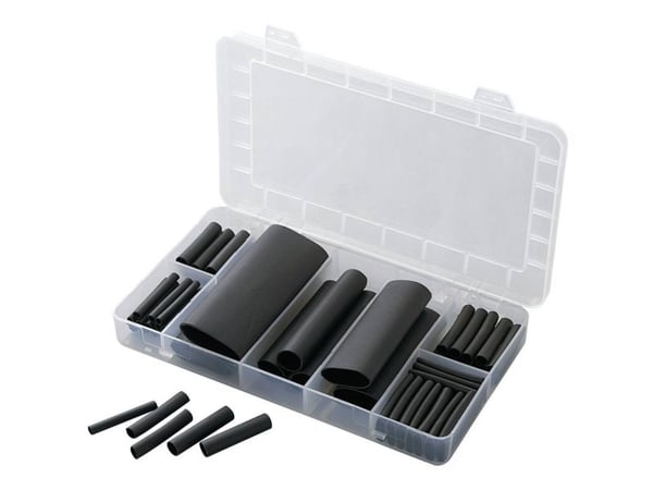 TRU COMPONENTS krympslangeset, svart, krympkvot 3:1, 52 delar