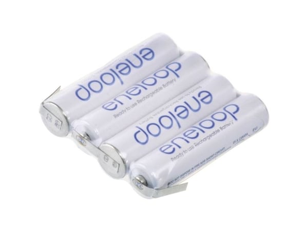 Panasonic eneloop F1x4 batteripakke 4 celler, batteristørrelse R03 (AAA), Z-loddefane, NiMH 4,8 V, 750 mAh