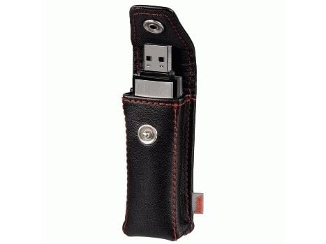 Hama USB Stick Case "Fashion", black, Lær, Svart, Rød, 30 mm, 20 mm, 77 mm, 1 stykker