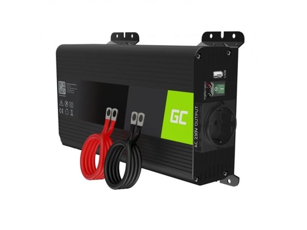 Green Cell - DC til AC-omformer - DC 12 V - 500 Watt - utgangskontakter: 1 - svart