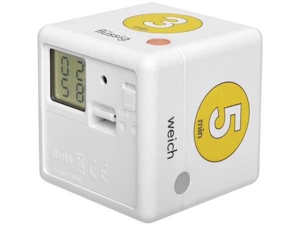 TFA Dostmann Cube Timer Äggklocka vit, gul digital