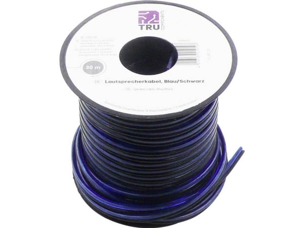 TRU COMPONENTS 1565745 Kaiutinkaapeli 2 x 0,80 mm² Sininen , Musta 30 m