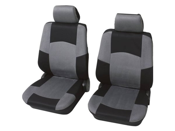 Petex 24271518 setetrekk 6 deler polyester svart/grå til førersete og passasjersete