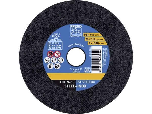 PFERD 69198287, Kutteskive, Flatt senter, Aluminium, Støpejern, Rustfritt stål, Stål, Alle merker, 1 cm, 7,6 cm