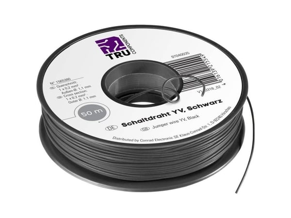 TRU COMPONENTS 1565380 Ristikkolanka Yv 1 x 0,20 mm² Musta 50 m