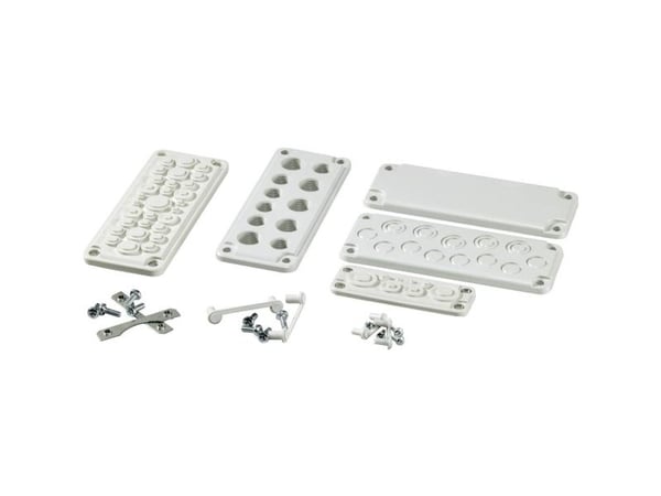 Fibox MB 10861 SET Kaapeliläpivientilevy kohokuvioinnilla Polykarbonaatti Harmaa valkoinen (RAL 7035) 1 kpl