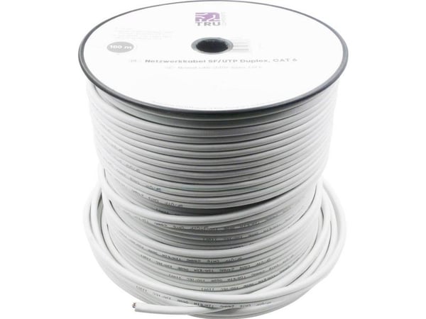 TRU COMPONENTS 1567362 Strømkabel CAT 6 SF/UTP 8 x 2 x 0,196 mm² Hvid 100 m
