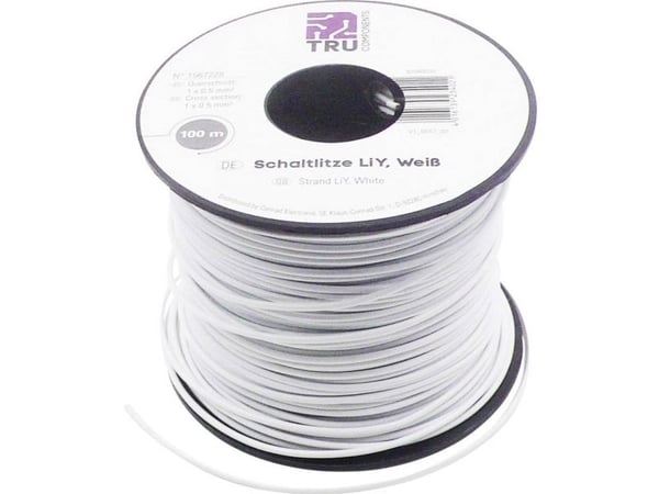 TRU COMPONENTS 1567228 Lanka LiY 1 x 0,50 mm² Valkoinen 100 m