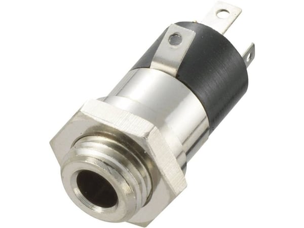 TRU COMPONENTS 718612 3,5 mm jackplugg tilkobling, vertikal montering, poler: 4 stereo, sølv, 1 stk