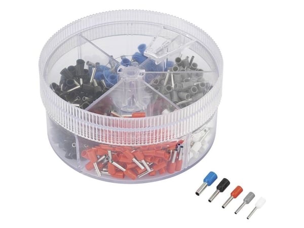 TRU COMPONENTS kabelskosats 0,5/0,75/1/1,5/2,5 mm² delvis isolerade vit/grå/röd/svart/blå 400 st