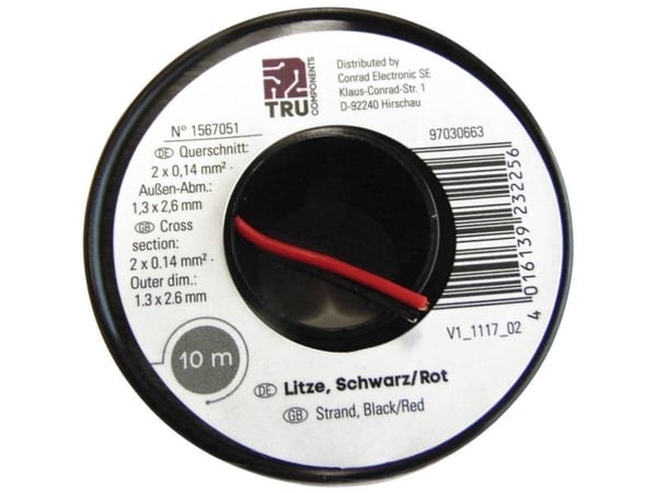 TRU COMPONENTS 1567053 Johdin 2 x 0,14 mm² ruskea, keltainen 10 m
