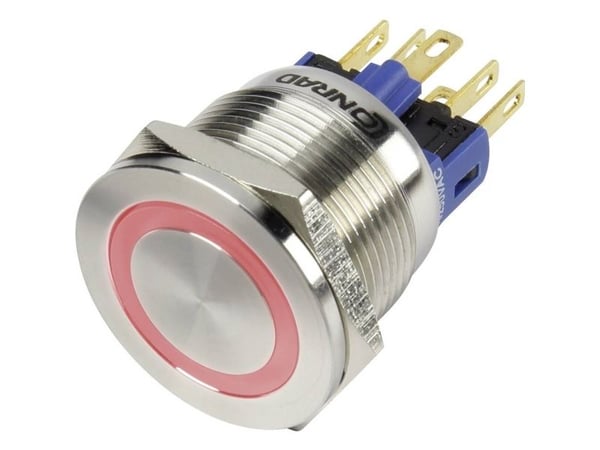 TRU COMPONENTS 1303040 GQ22S-11E/R/12V sabotasje-sikret trykknapp 250 V/AC 3 A, 1 x Off/(On), rød, IP65, 1 stk
