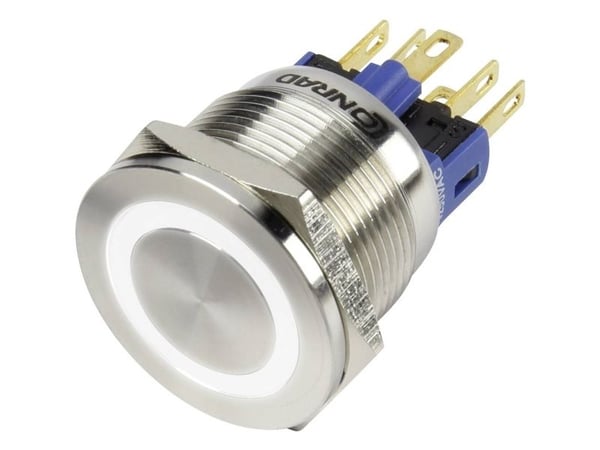 TRU COMPONENTS 1303050 GQ22S-11E/W/12V Ilkivallankestävä painonappi 250 V/AC 3 A 1 x Off/(On) Painonappi valkoinen IP65 1 kpl 1 kpl