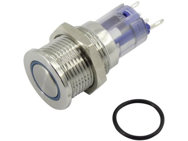 TRU COMPONENTS 1303028 LAS2GQPF-11E/B/12V/S/P motorskyddad tryckknapp 48 V/DC 2 A 1x Off/(On) tryckande blå IP65 1 st