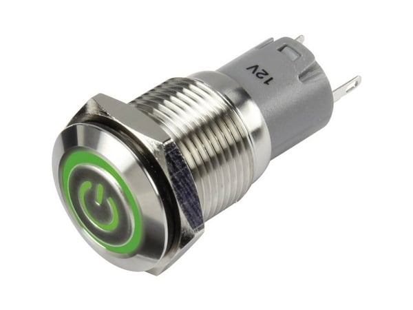 TRU COMPONENTS 1303025 LAS2GQF-11ZET/G/12V/S/P Painekytkin 48 V/DC 2 A 1 x On/On Klikkaava vihreä IP65 1 kpl