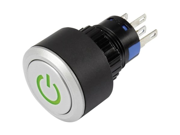 TRU COMPONENTS 1303030 LAS1-AWY-11T/G/12V/P Painike 250 V/AC 3 A 1 x Off/(On) Painike Vihreä IP65 1 kpl 1 kpl