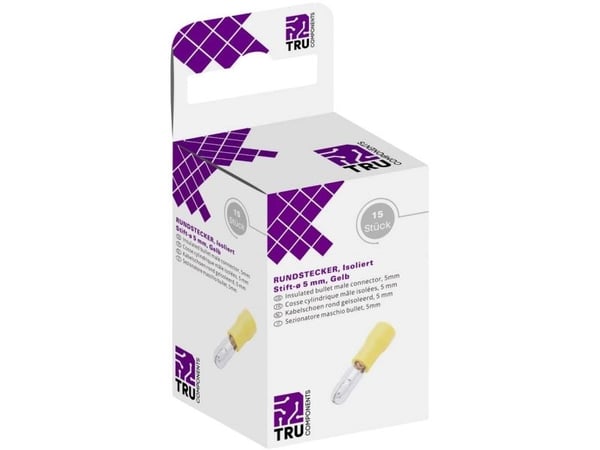 TRU COMPONENTS T1904C121 rundstift 4 mm² till 6 mm² delvis isolerad gul, 15 st