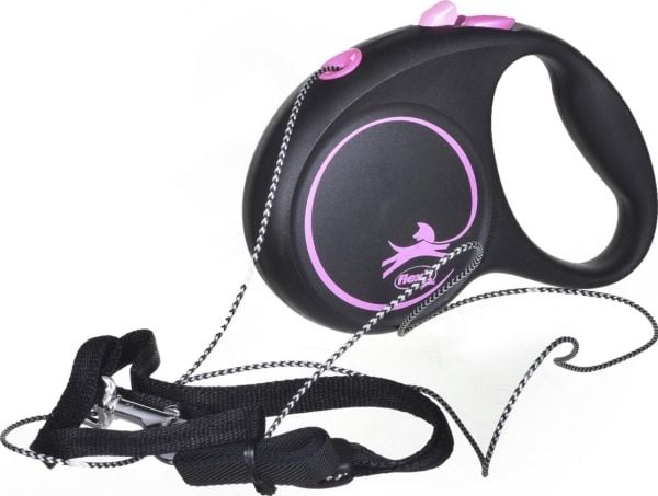 flexi Black Design S snor 5 m, 12 kg, pink