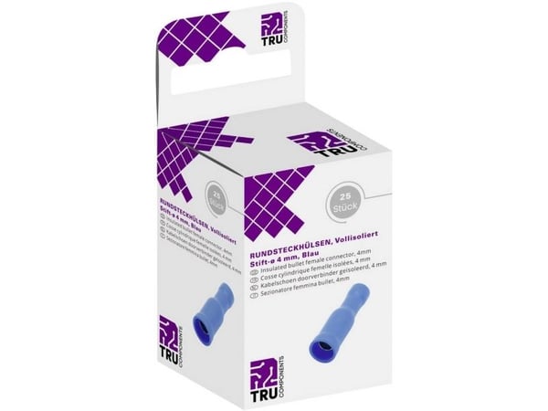 TRU COMPONENTS T1904C049 Pyöreät liittimet 1,50 mm² 2,50 mm² Täysin eristetty Sininen 25 kpl
