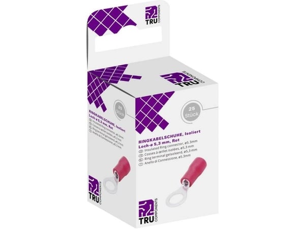 Conrad T1904C061, Rengasliitin, Kupari, Suora, Punainen, PVC-muovi, 1,5 mm²