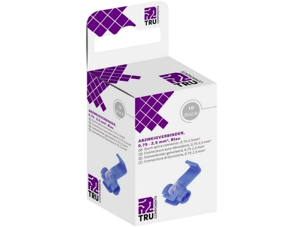 TRU COMPONENTS T1904C037 Forgreningsstik fleksibel: 0,75-2,50 mm² stift: 0,75-2,50 mm² Poltal: 2 10 stk Blå
