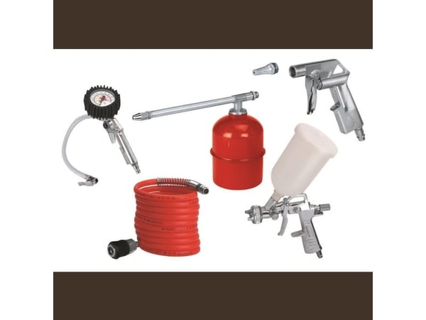 Einhell 41.327.20 trykluftsæt til kompressor med 5 dele, Metallic, Rød, Hvid, 4 m, 1,72 kg