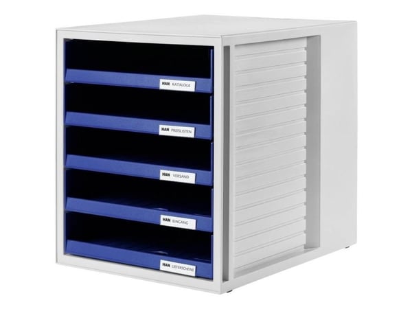 HAN 1401-14, 5 skuff(er), Plast, Blå, Grå, 1 stk, 330 mm, 320 mm