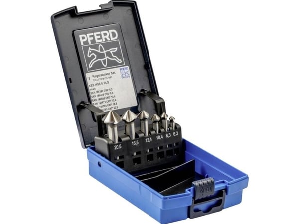 PFERD SET KES HSS DIN 335 C90° 6, Stål, Ikke-jernholdig metall, Bronse, Rustfritt stål, Aluminium, Høy-Hastighets Stål (HHS)