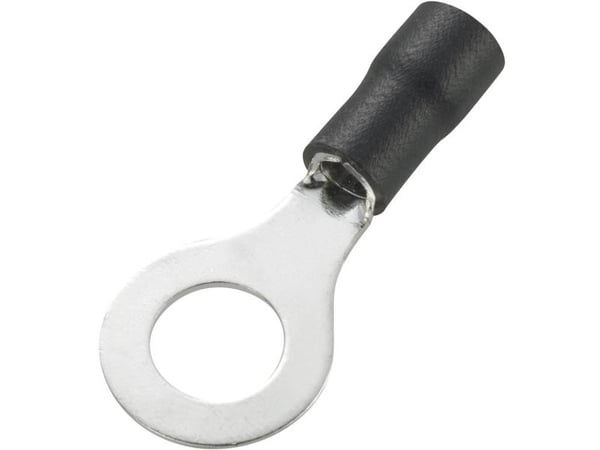 TRU COMPONENTS 738266 Rengasmainen kaapelinsokka Poikkileikkaus (max.)=4 mm² Reiän halkaisija =4,2 mm Osittain eristetty Musta 50 kpl